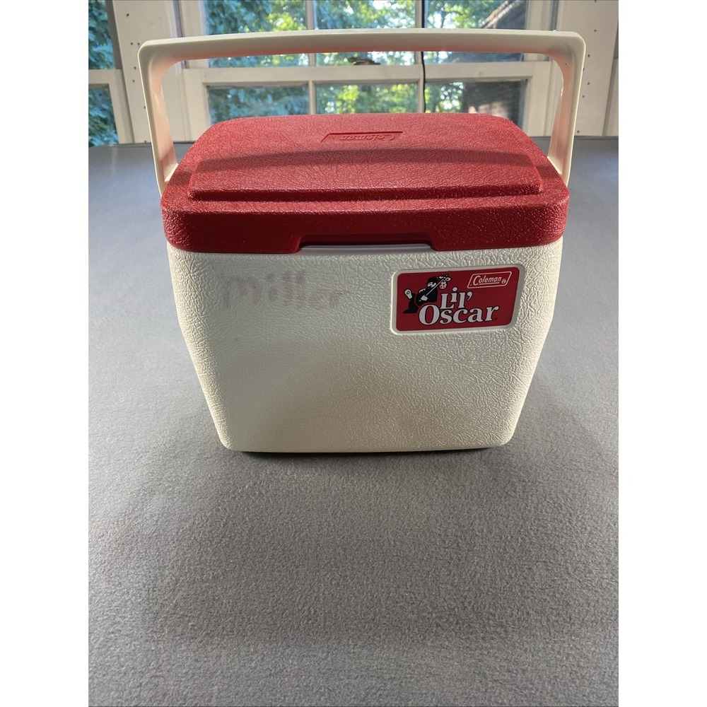 Vintage Coleman Lil Oscar Red White Cooler Personal 8 Lunch Box Model‎ 5272 USA